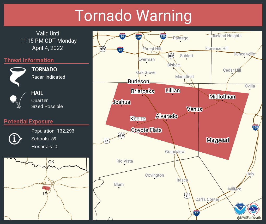 NWS Tornado on Twitter "Tornado Warning including Burleson TX