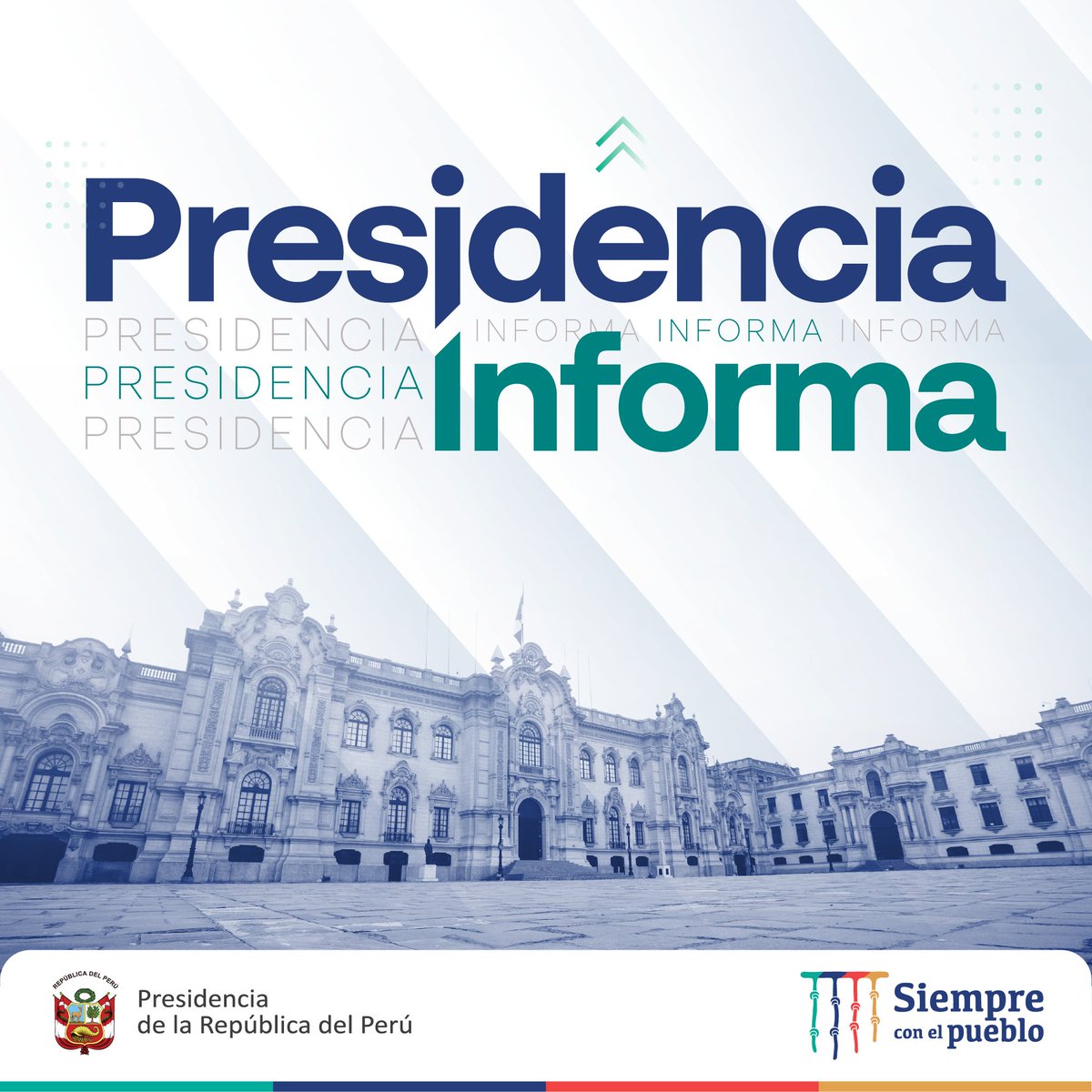 presidenciaperu's tweet photo. #PresidenciaInforma | El presidente de la República, @PedroCastilloTe, ofrecerá en breve un Mensaje a la Nación.
#SiempreConElPueblo https://t.co/jL5Z5SPdln