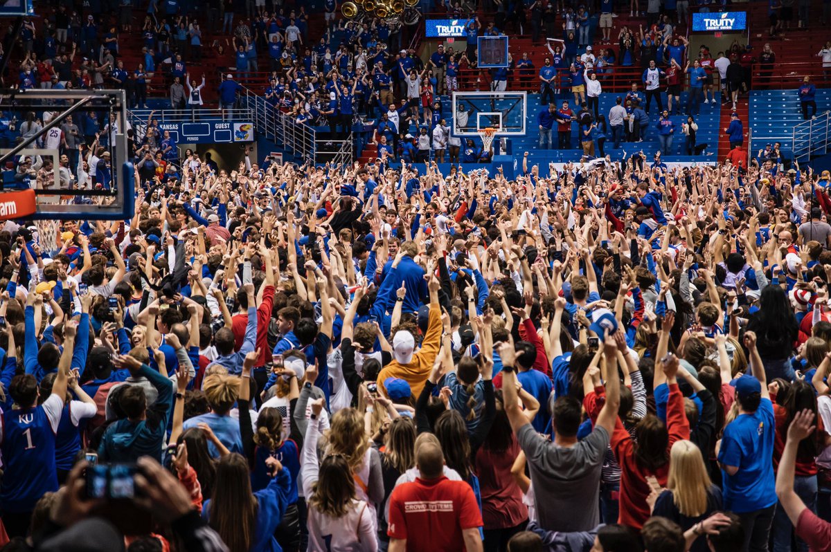 FansOfKU's tweet photo. The one time Kansas fans storm the court at Allen Fieldhouse? After we win the national championship https://t.co/I8h2R7wbUj