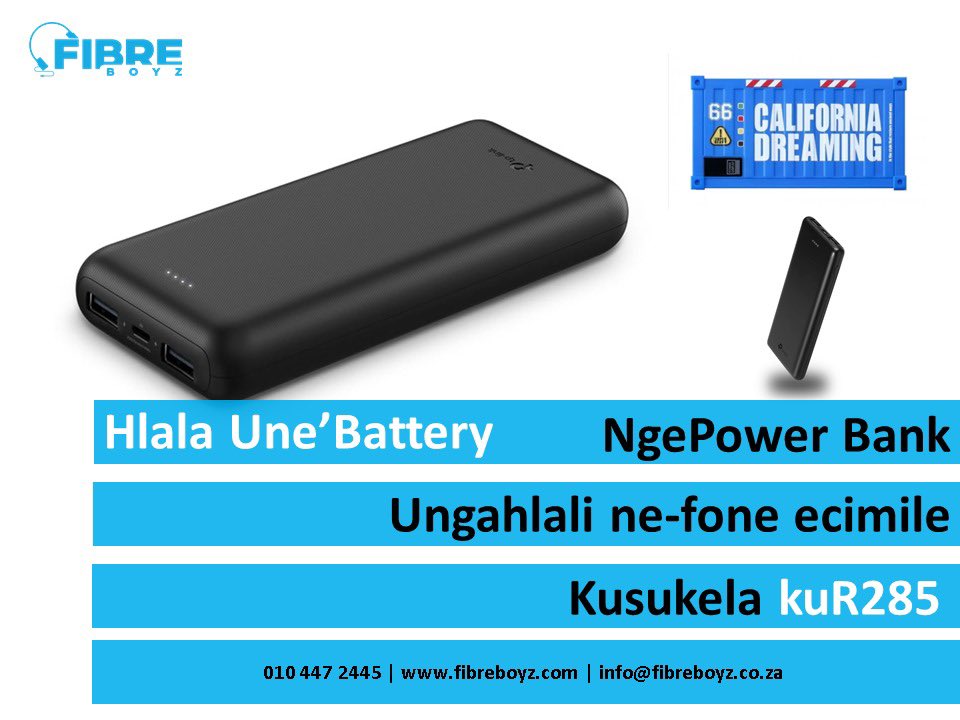 Stay powered up with our #powerbanks! Ask one of our team for these great #dealz! Email sales@fibreboyz.co.za 

#alternativepower #battery #loadshedding #eskom #eishkom