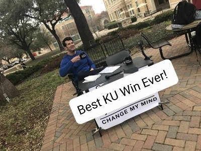 liftedchiver's tweet photo. Best #Jayhawks win ever! #changemymind #RockChalk #kubball #NationalChampionship #FinalFour #NationalChampionship https://t.co/1Lzc9n1n3y
