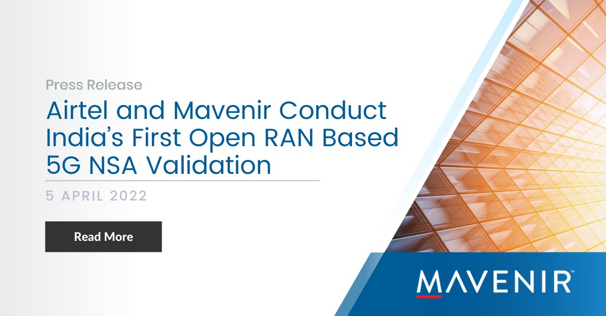Mavenir's tweet photo. .@airtelindia and Mavenir Open RAN 5G Non-Standalone validation, reaches speeds of over 1 Gbps.
https://t.co/WNG7V9NJxD
#OpenRAN #5G https://t.co/C4yZ7XLsz2