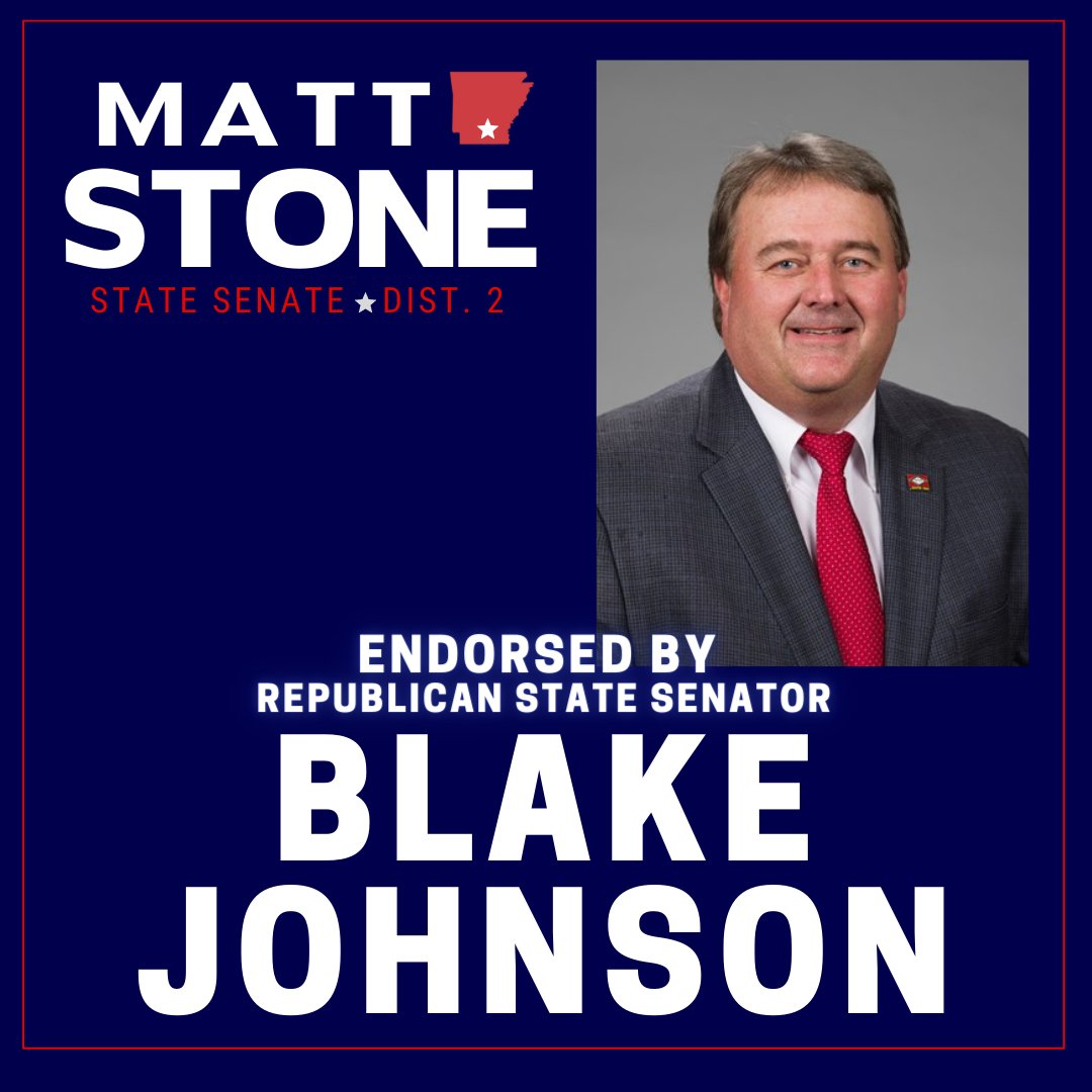 StoneforAR's tweet photo. Thank you State Senator and in-coming Senate Majority Leader @FarmerBlake20 for supporting me in my bid for Arkansas State Senate, District 2.  #ARLEG https://t.co/Mo2KH2PrDn
