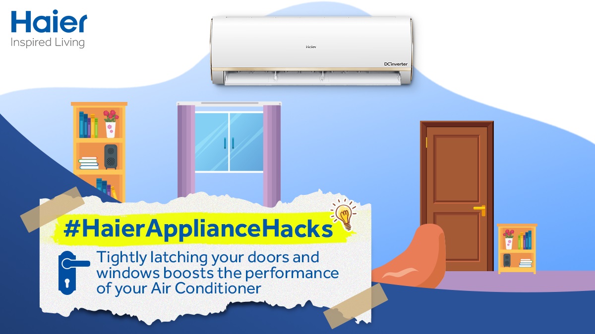 IndiaHaier's tweet photo. Did you know cold air quickly leaks outside if the windows and doors are left open with even a tiny opening, harming the overall performance of your #AirConditioner? Don't forget to follow our page for more such tips
#HaierApplianceHacks #ACHacks #DidYouKnow #HaierServiceForYou https://t.co/vZhpPSaZ6W