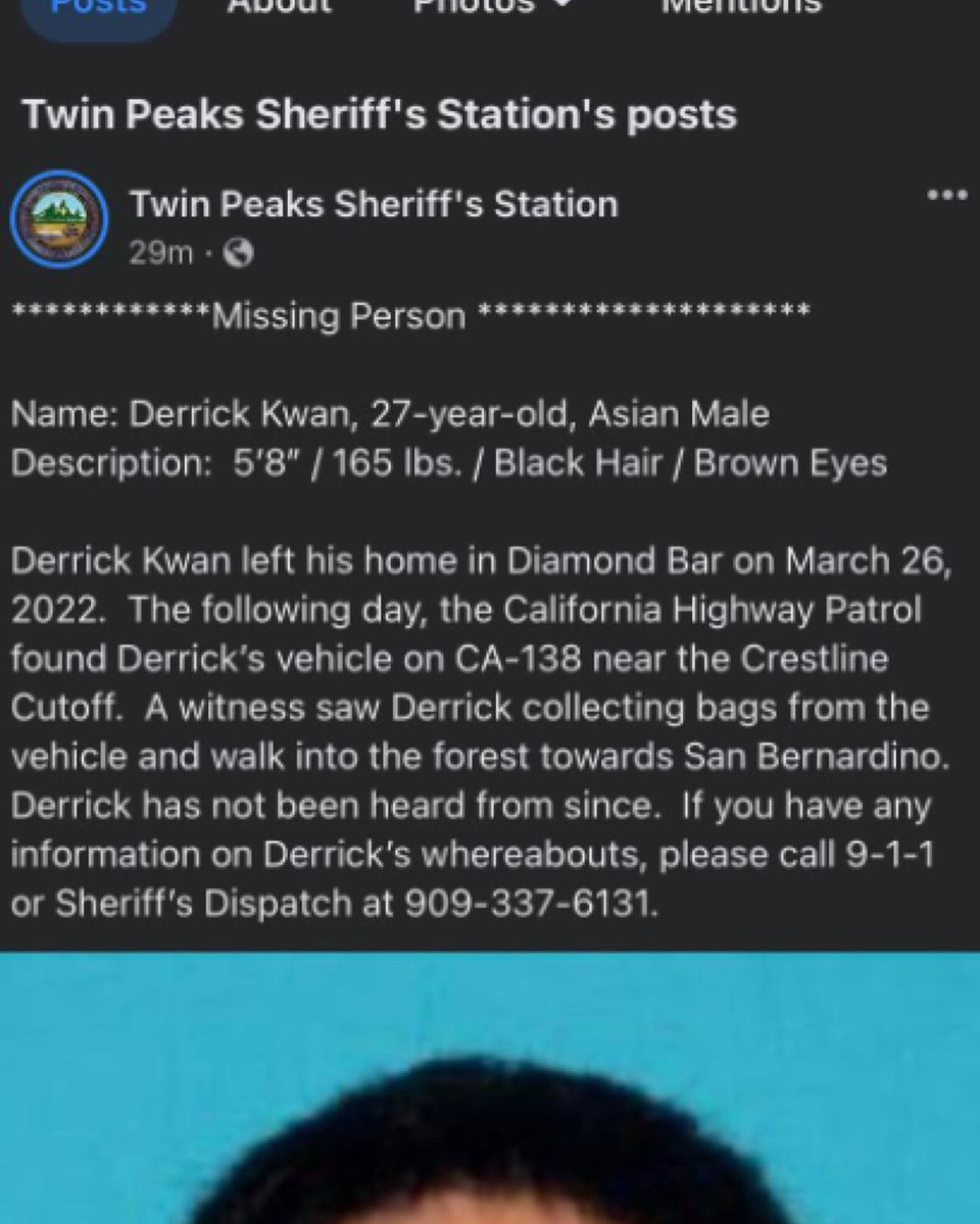 davidchiangx's tweet photo. PLEASE NOTE he left his home on 27th and went missing same day NOT the 26th. https://t.co/ZhEHHWccJK