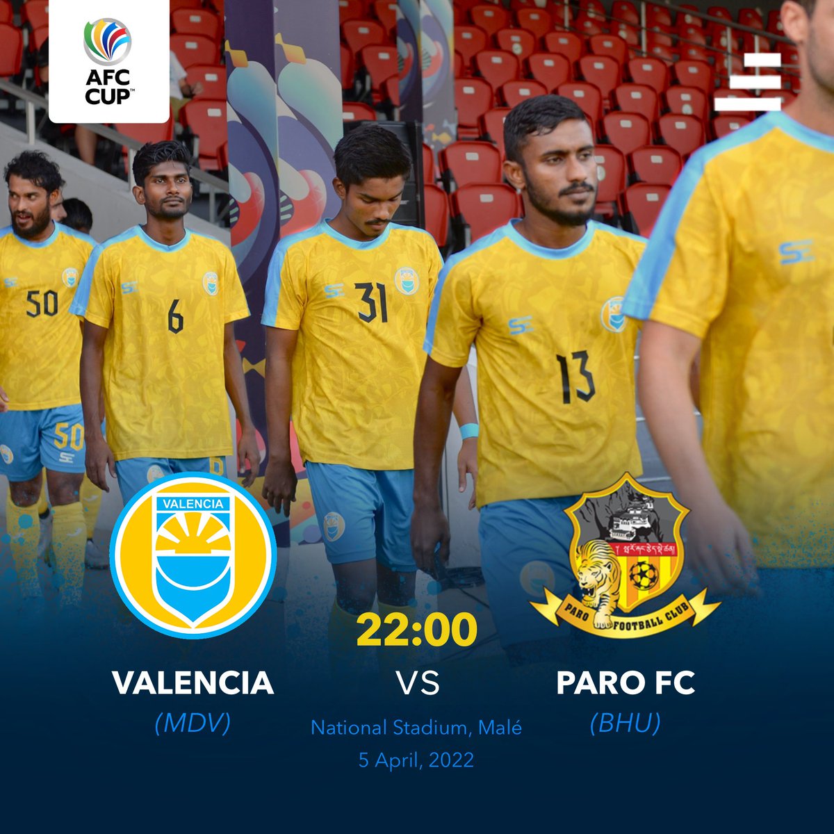 sidibarimv's tweet photo. Club Valencia will face Paro FC of Bhutan in AFC CUP Preliminary Stage tonight at 2200hrs at Maldives National Stadium.
Join our Telegram Channel: https://t.co/drqaNdiufR
#sidibari #sports #maldives #football #afccup #dhivehifutuboalha #val #wdct #parofc #bhutan https://t.co/TbHT2Kbg9O