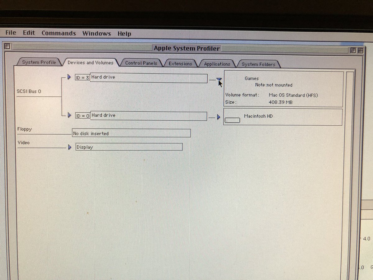 gregnacu's tweet image. Anyone out there have any idea why this is happening? Mac OS 8, CD-ROM drive detected, volume on the disc is detected in System Profiler. It’s an HFS volume, but it won’t mount. I can’t for the life of me figure out why. Same problem on both Macs. #ClassicMacOS #MacOS
