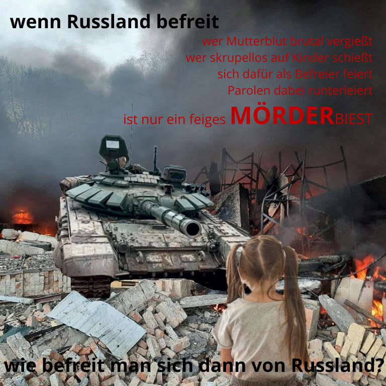 #butscha #Kriegsverbrechen #Russland ein mehrheitlich propagandaverdummtes Volk, das glaubt und glauben will, denn wie könnte es die Wahrheit verkraften? Geführt von einer senil paranoiden Clique, die Regeln eines menschen- und zivilrechtlichen Zusammenlebens nie akzeptiert hat.