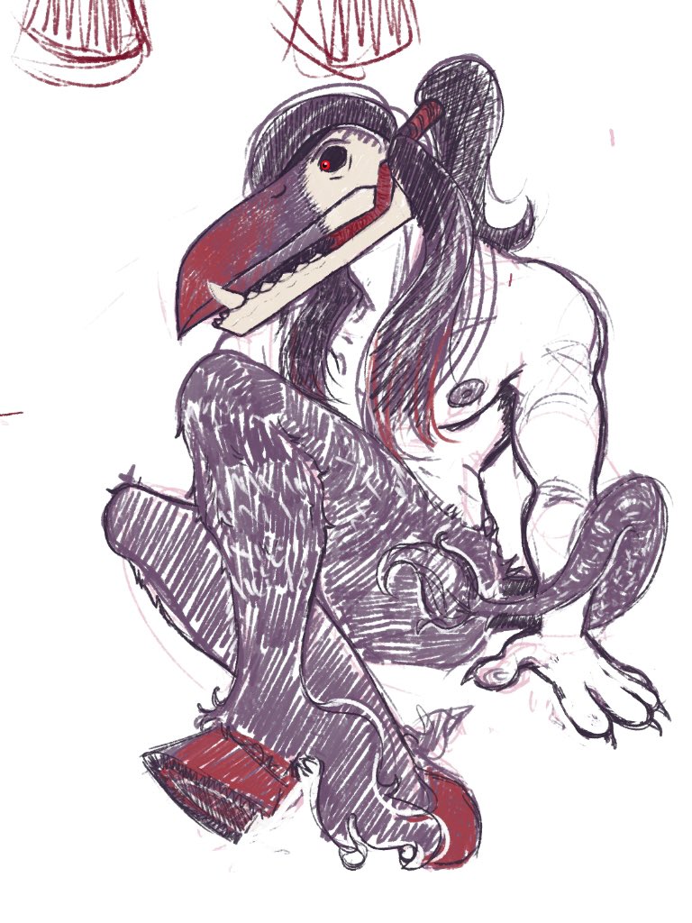 multiocularmoth's tweet image. #monsterfuckers rate my monster man, he has a bird head and a second jaw and owns a #vore carnival