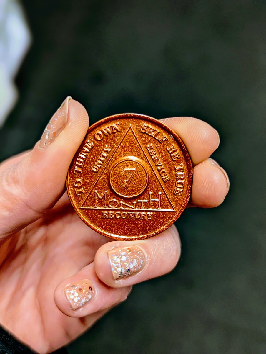 Picking up a chip each month gives you such motivation and a sense of achievement. 7 months sober and the chip to prove it! #RecoveryPosse #sobriety #sober