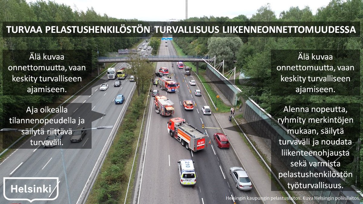 taisto_hakala's tweet photo. Turvaa pelastushenkilöstön työturvallisuus liikenneonnettomuudessa
1. Alenna nopeutta
2. Säilytä turvaväli
3. Ryhmity merkintöjen mukaan
4. Noudata liikenteenohjausta
5. Älä kuvaa
6. Keskity ajamiseen
#liikenneonnettomuus #liikenneturvallisuus #pelastushenkilöstö #työturvallisuus https://t.co/E4ob9AJnVY