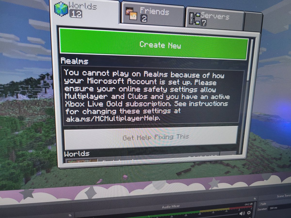 geralwaffle's tweet photo. Alguien más con este error?
Desde cel y pc si puedo jugar, pero en xbox independiente de que cuenta sea me arroja este error
Help!

#Minecraft #XboxSeriesX #realms #minecraftrealms #Minecraftbuilds #Minecrafthelp https://t.co/d9JEG8Lz7o