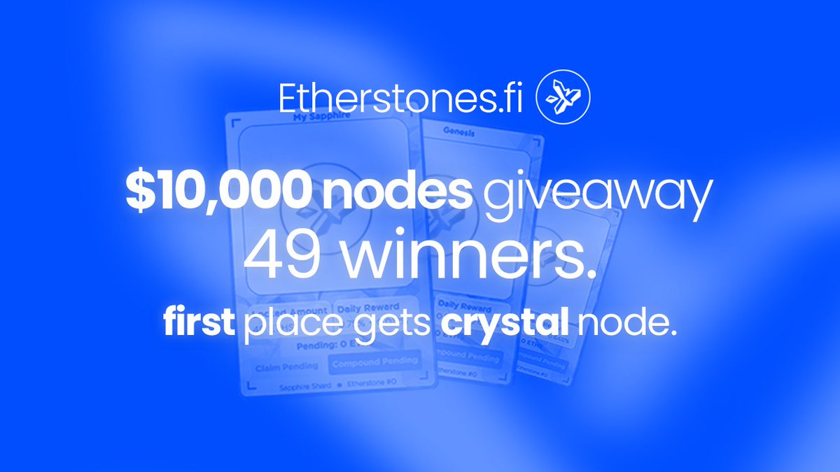 🚨$10,000 $ETHS NODES GIVEAWAY🚨

💎 49 Winners.
💎 First Place Gets Crystal Node!
💎 Follow The Rules In Link Below 👇

Enter Here: gleam.io/cxlu6/10000-et…

$AVAX $ETH $BTC $FTM #DEFI #NODELIFE #PassiveIncome #NFTs #Giveaway