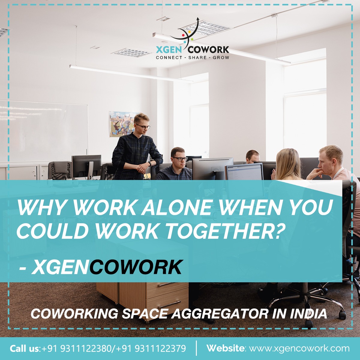 Why Work Alone When You Could Work Together? -  <a href="/xgencowork/">Xgen Cowork</a> 

#coworking #coworkingspace #startup #workplace #business #office #cowork #officeoftheday #workingspace #workstation #india