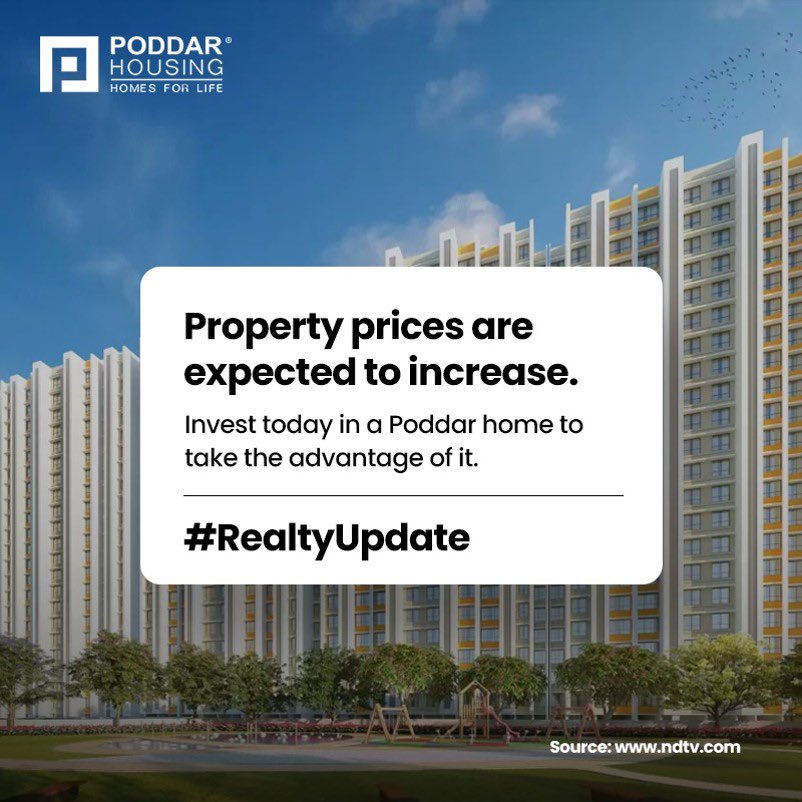 poddarhousing's tweet photo. #Property prices are bound to increase due to increasing #demand and as a hedge against expected inflation increase. Own a home at #Poddarhousing townships before the price increase.
#RealtyUpdate #Poddar #Kalyan #Badlapur #RealEstate #Home #LifetimeOfHappiness #LakshyaCity https://t.co/1Pg0rGBi2X