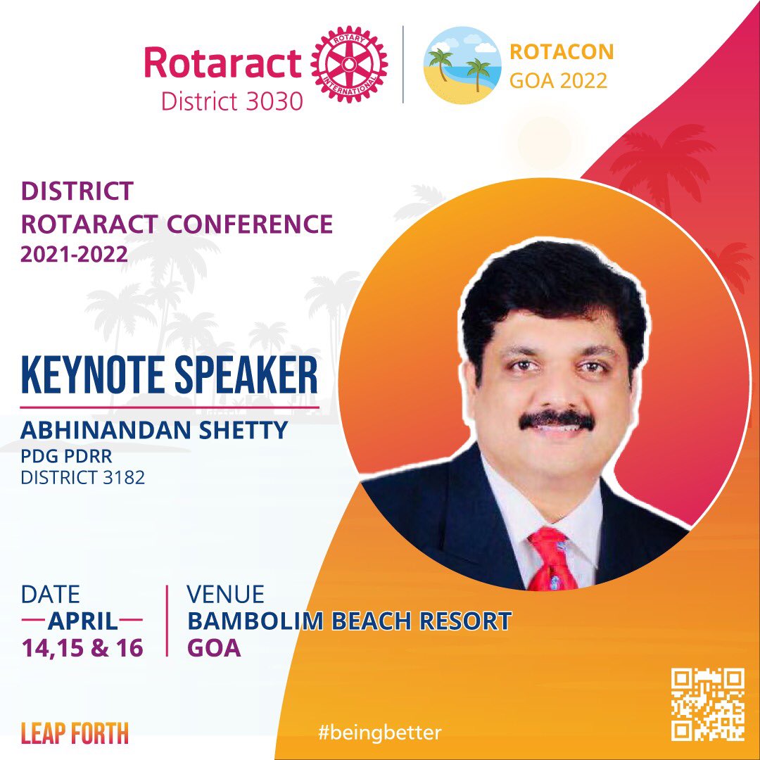 Rotaract3030's tweet photo. Join us for the most happening event of #Rotaract3030 at our district conference and connect with inspiring leaders!
#beingbetter #leapforth https://t.co/pYcsNEyOM2
