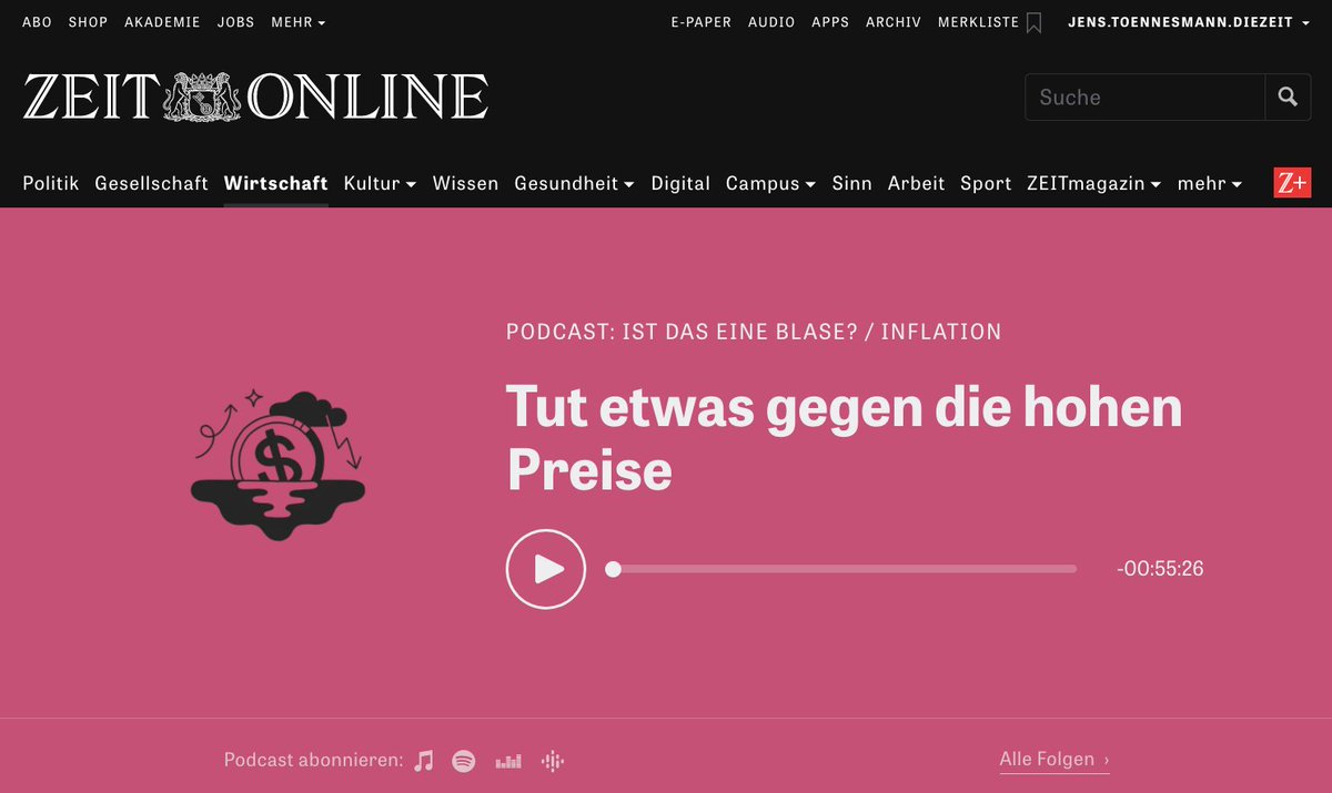 Wie kann man sich gegen steigende Preise wehren? 
Muss der Staat was tun? 
Im Wirtschaftspodcast diskutieren <a href="/lisakatharina/">Lisa Nienhaus</a> &amp; ich mit <a href="/philipp_wendt/">Philipp Wendt</a> über die Lage der Verbraucher*innen. 
Und mit <a href="/IsabellaMWeber/">Isabella M Weber</a> über ein Tabu: Preisdeckel, etwa fürs Gas.
zeit.de/wirtschaft/202…