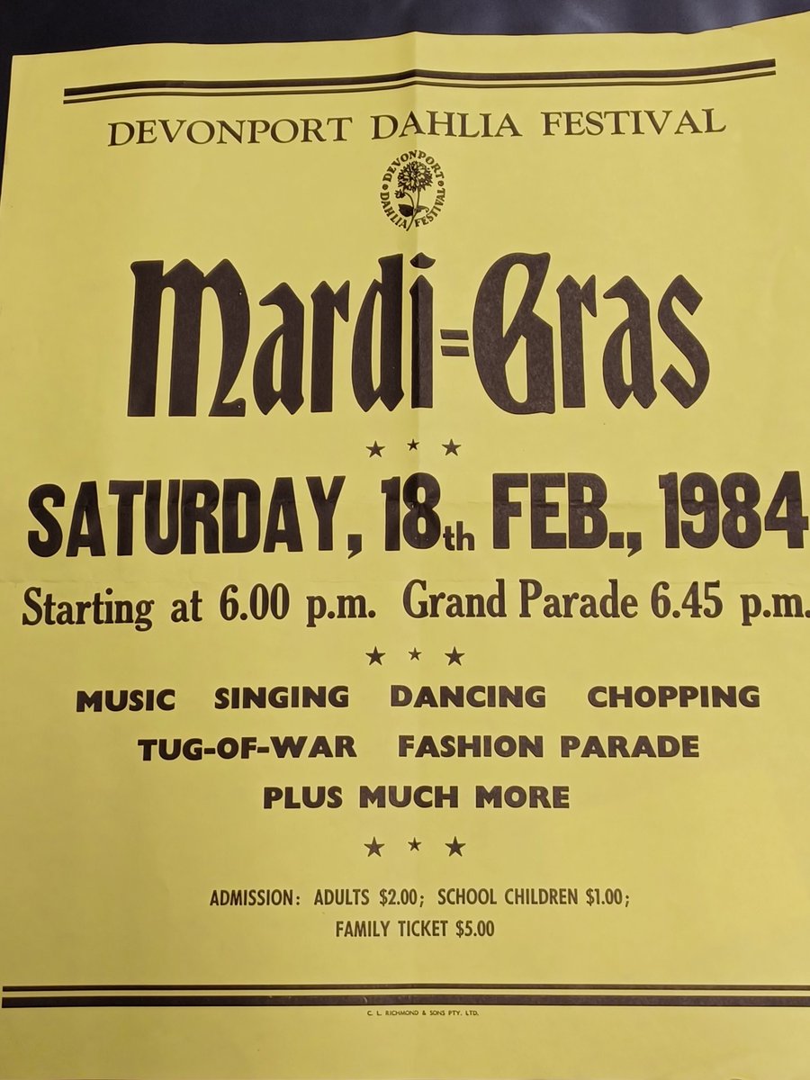BassStraitMC's tweet photo. Today we continue with the wonderful #RichmondCollection.
MARDI GRAS at the Dahlia Festival! Get your glad rags on and join the Open Day fun on Saturday. Hopefully the weather is as nice for us as it was in 1984.
#localhistory #devonporttas #dahliafestival #mardigras https://t.co/dh1IjeHKTu