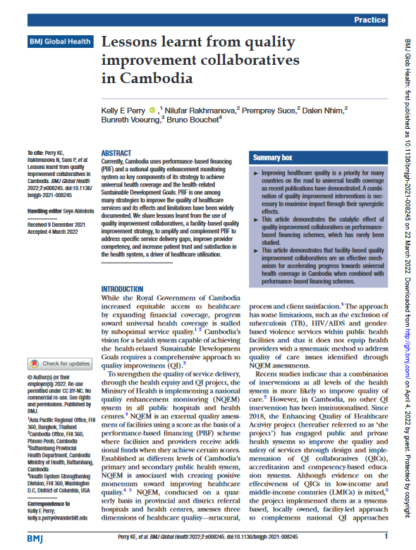 Kelly (เชอรี่) Perry, MPH (@kellyperrymph) on Twitter photo New Practice paper out in <a href="/GlobalHealthBMJ/">BMJ Global Health</a> - a look into the catalytic effect of quality improvement collaboratives on performance-based financing schemes & #UHC. Based on <a href="/EQHACambodia1/">លើកកម្ពស់សេវាថែទាំសុខភាពនៅកម្ពុជា @EQHACambodia</a> project work.
➡️gh.bmj.com/content/7/3/e0…
<a href="/amyweissman/">Amy Weissman</a> <a href="/seyeabimbola/">Ṣẹ̀yẹ Abímbọ́lá</a> <a href="/NilufarRakhman1/">Nilufar Rakhmanova</a> New Practice paper out in <a href="/GlobalHealthBMJ/">BMJ Global Health</a> - a look into the catalytic effect of quality improvement collaboratives on performance-based financing schemes & #UHC. Based on <a href="/EQHACambodia1/">លើកកម្ពស់សេវាថែទាំសុខភាពនៅកម្ពុជា @EQHACambodia</a> project work.
➡️gh.bmj.com/content/7/3/e0…
<a href="/amyweissman/">Amy Weissman</a> <a href="/seyeabimbola/">Ṣẹ̀yẹ Abímbọ́lá</a> <a href="/NilufarRakhman1/">Nilufar Rakhmanova</a>