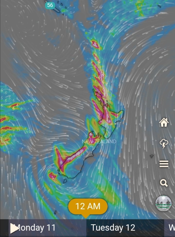 weather_hb's tweet photo. Most of New Zealand is to be hit with a storm trough coming down from Fiji from Monday 11th April, Hawkes Bay may cop a bit of it but nothing too major.

#severeweather https://t.co/2v1RF7SfbE