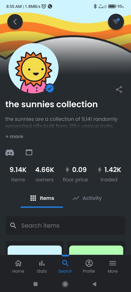 KarmelsNufars's tweet photo. Omg @thesunniesnft just got a blue check ✅ and went way up and mine is finally worth more than i bought it for 🌞 to the sun! 🚀 🌞 📈 LFG sunnies! https://t.co/HB8lMceBuw