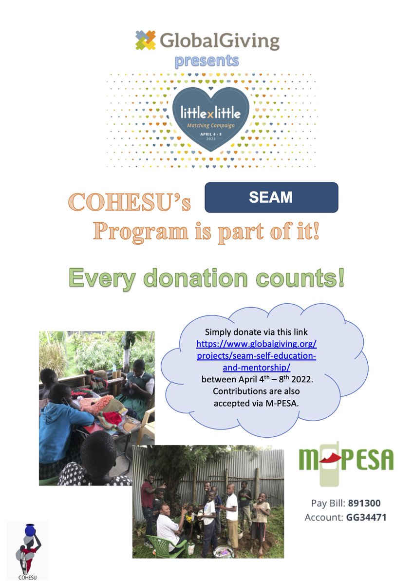 Little by Little fundraising campaign happening right now until Friday, April 8. We are happy if you would like to support our SEAM program ☺️ globalgiving.org/.../seam-self-…