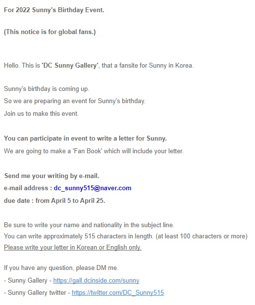 We are preparing an event for the upcoming Sunny's birthday !
Join us to make this event.