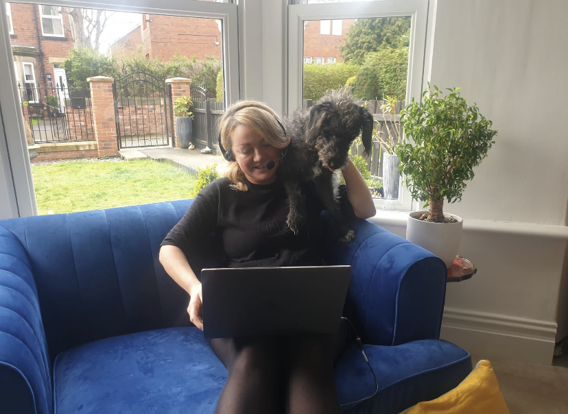 Meet Anna, #WFH and her dog Nellie! Anna's a brilliant member of our Talent Acquisition team. She's always helping and supporting others within our contact centre team  #StressAwarenessMonth #makesussmile #callcentre