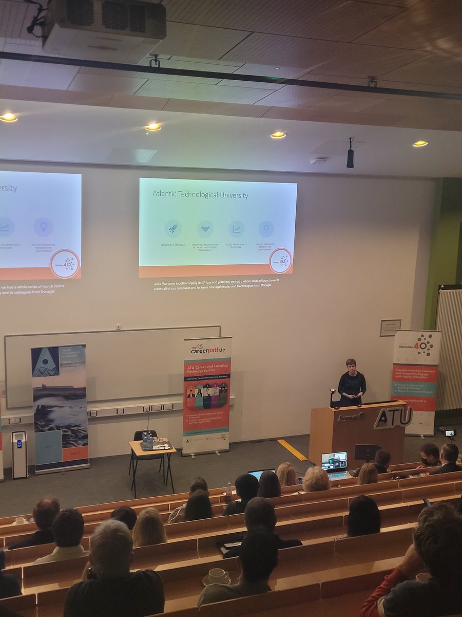 atusligo_ie's tweet photo. President of #AtlanticTU Dr Orla Flynn speaks to the importance of learning opportunities & enhanced access for learners this morning at our #HigherEd4 event
@OFlynnATU @higher_ed4 @mycareerpathIE @atu_ie #AtlanticTU https://t.co/hSV5y80N1Z