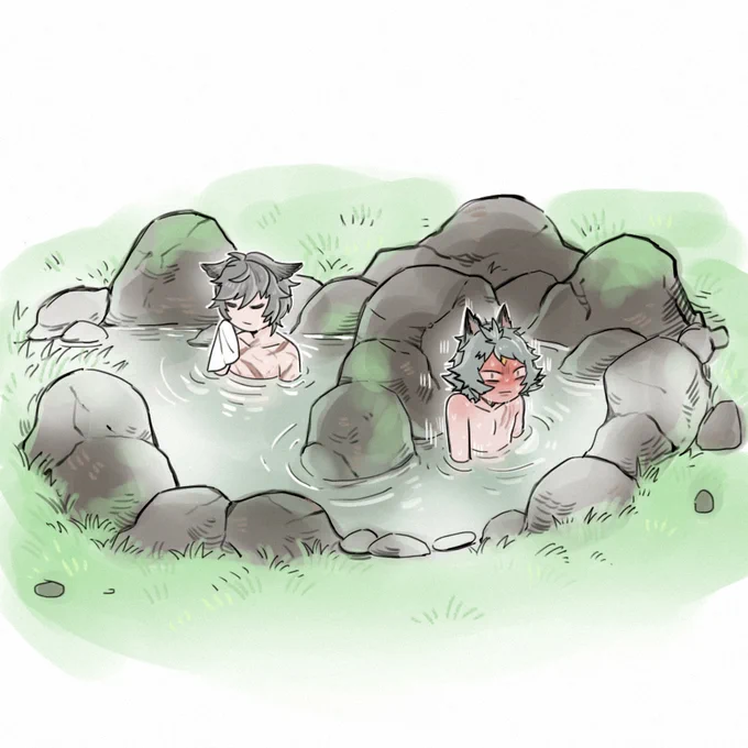 Frozen in hot spring🥶♨️ 