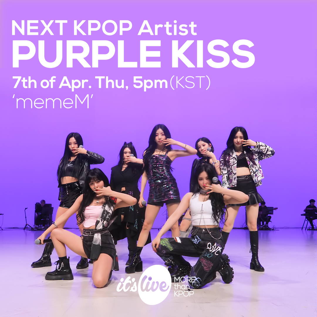 itsLIVEofficial's tweet photo. <COMING UP NEXT>
#퍼��키스 - #맴맴
#PURPLE_KISS - #memeM
@RBW_PURPLEKISS

#잇츠라이브 #KPOP #itsLive https://t.co/iMGHiNVABy