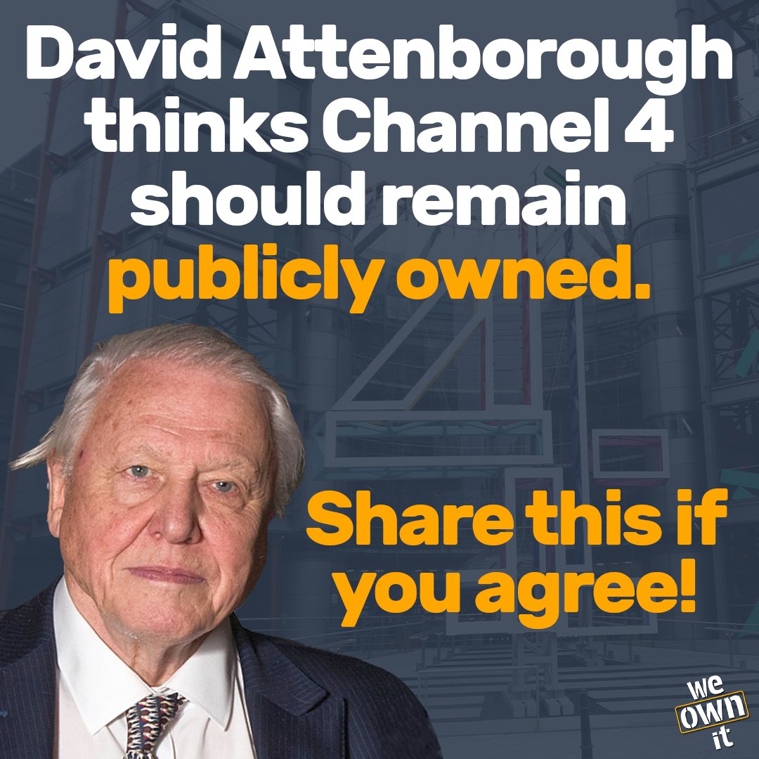 🚨 82% of people are against the privatisation of Channel 4.

Share this and let @NadineDorries know that you're one of them!