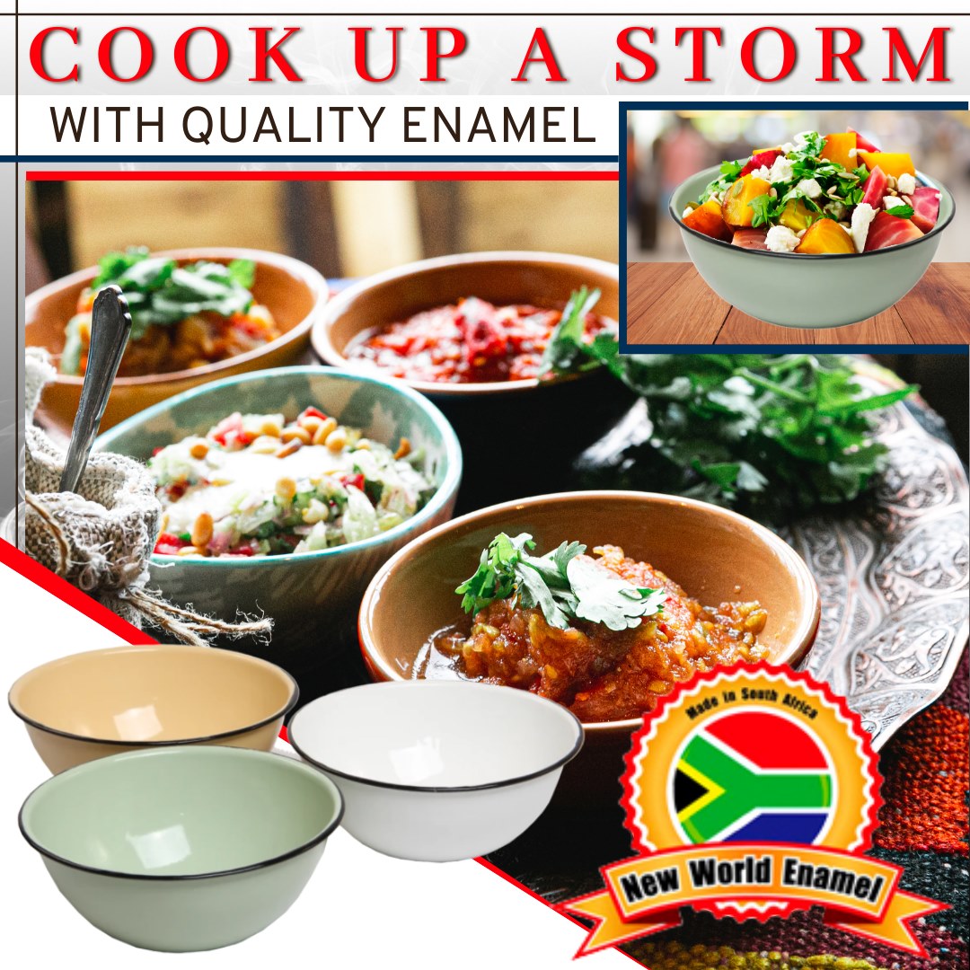 big5cookware's tweet photo. New World Enamelware, 100% made in South Africa. Direct from the biggest local cookware manufacturer after more than 30 years in business. Value for money. 🇿🇦🇿🇦🇿🇦 
https://t.co/HyxyuDw2cp
#big5cookware #newworldenamelware #newworldenamel #enamel #enamelware #cookware https://t.co/7UD2I5IsCb
