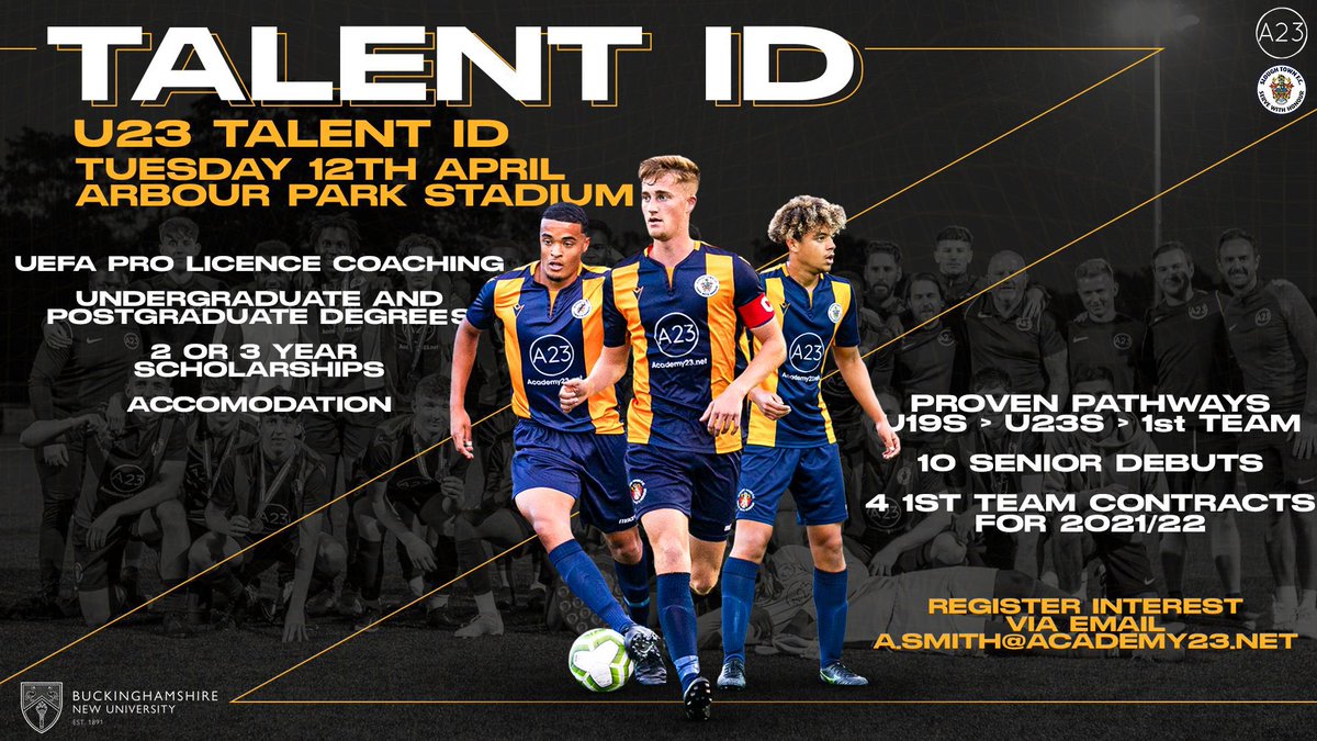 1 𝙬𝙚𝙚𝙠 𝙩𝙤 𝙜𝙤…

U16 and U23 players……

To register email a.smith@academy23.net