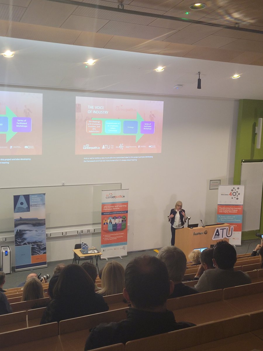 atusligo_ie's tweet photo. Bridie Killoran, Careers Learning Pathways and Recognition of Prior Learning Manager Higher Ed4.0, introduces the new @mycareerpathIE website as part #HigherEd4 event at #AtlanticTU
https://t.co/fVEA3qTnaU https://t.co/twOmTzVYig