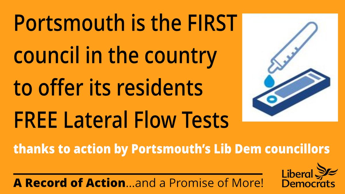 Portsmouth Lib Dems 🔶️ (@portsmouthld) on Twitter photo With the Government ending universal access to free COVID-19 testing from beginning of April, Portsmouth <a href="/LibDems/">Liberal Democrats</a> councillors have stepped in and got the city council to offer free test kits for Portsmouth residents who want to continue to protect others.
bit.ly/3J4adVK With the Government ending universal access to free COVID-19 testing from beginning of April, Portsmouth <a href="/LibDems/">Liberal Democrats</a> councillors have stepped in and got the city council to offer free test kits for Portsmouth residents who want to continue to protect others.
bit.ly/3J4adVK