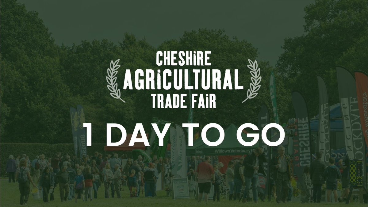 Just one day to go! Gates open at 9:30! We're ready to welcome you to Clay House Farm, Tabley, Knutsford WA16 0HJ

Tickets available on the gate! Or book yours online here: cheshireagtradefair.co.uk