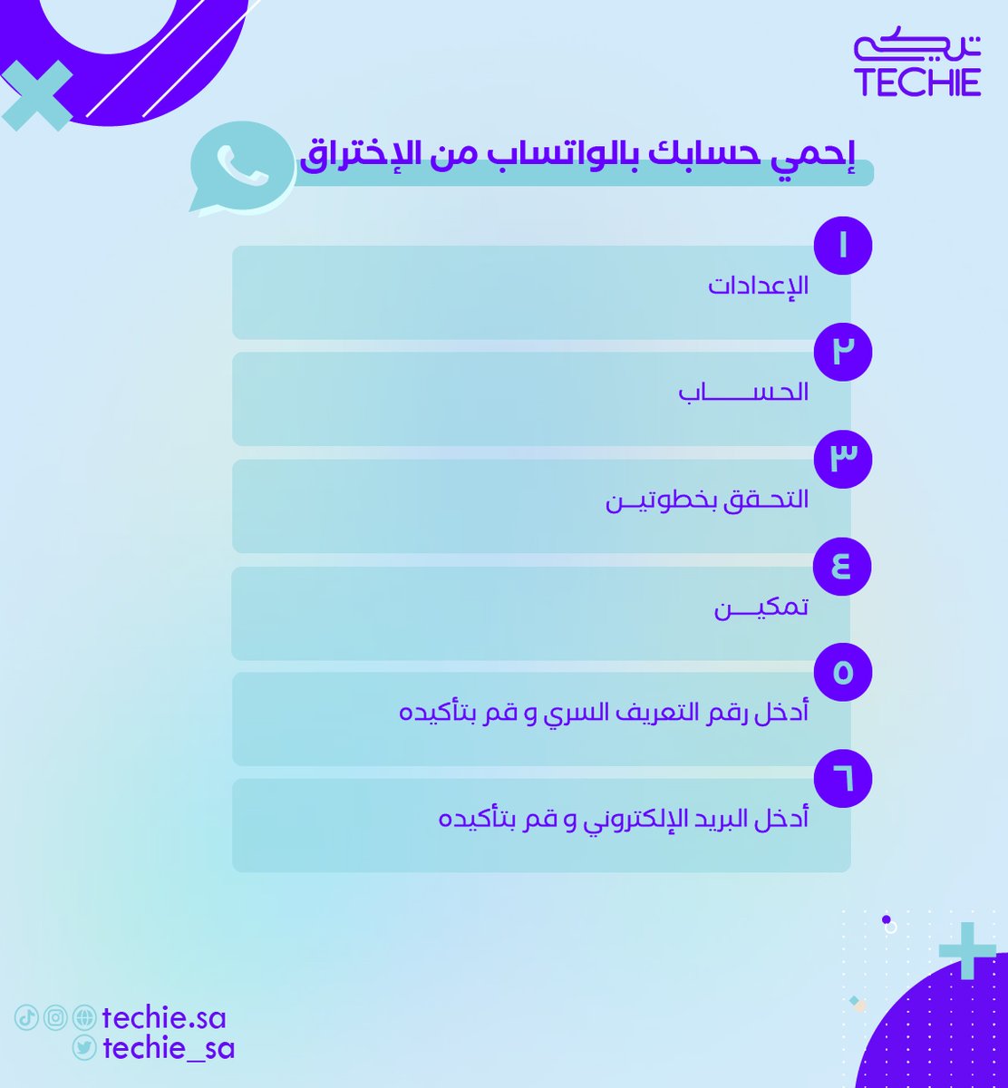 Techie_SA's tweet photo. أحمي نفسك من اختراق حسابك على الواتساب من خلال هذي الخطوات : https://t.co/HzK1zOe1p9