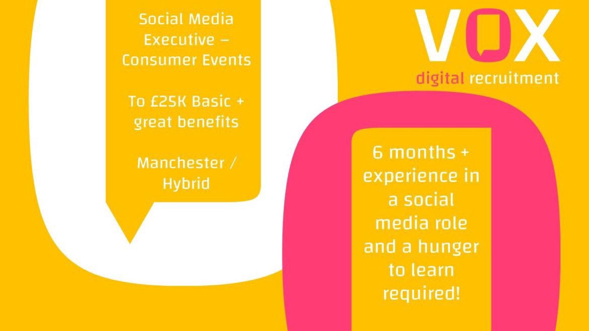 VOXrecruitment's tweet photo. Great opportunity for a #socialmediaexecutive working on #consumerevents https://t.co/snfsFf0miR https://t.co/qi0wvc5QdU