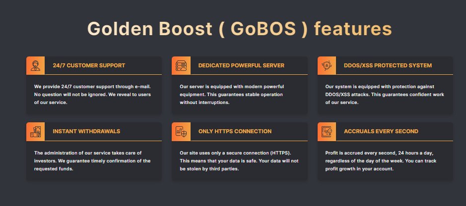 💰EARN PASSIVE INCOME +6% to +15% Daily Forever
💰Start Your Journey Min $1 Investment

✅SignUp Now Here : goldenboost.io/?ref=paying
✅SignUp Now Here : goldenboost.io/?ref=paying

❇Feature on BinanceSmartChain
❇GoldenBoost.io (GoBOS) Pre-sale Token