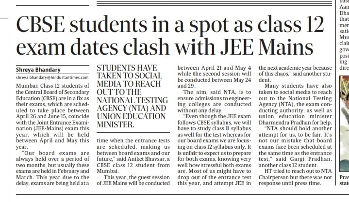 #JEEStudentsWantJustice

Our concern is now getting highlights

When will @dpradhanbjp will wake up??

Source - @htTweets 

#NTAHelpJeeMainsStudents #JEEMainsAfterBoards #PostponeJEEMains2022 
#JEEStudentWantJustice