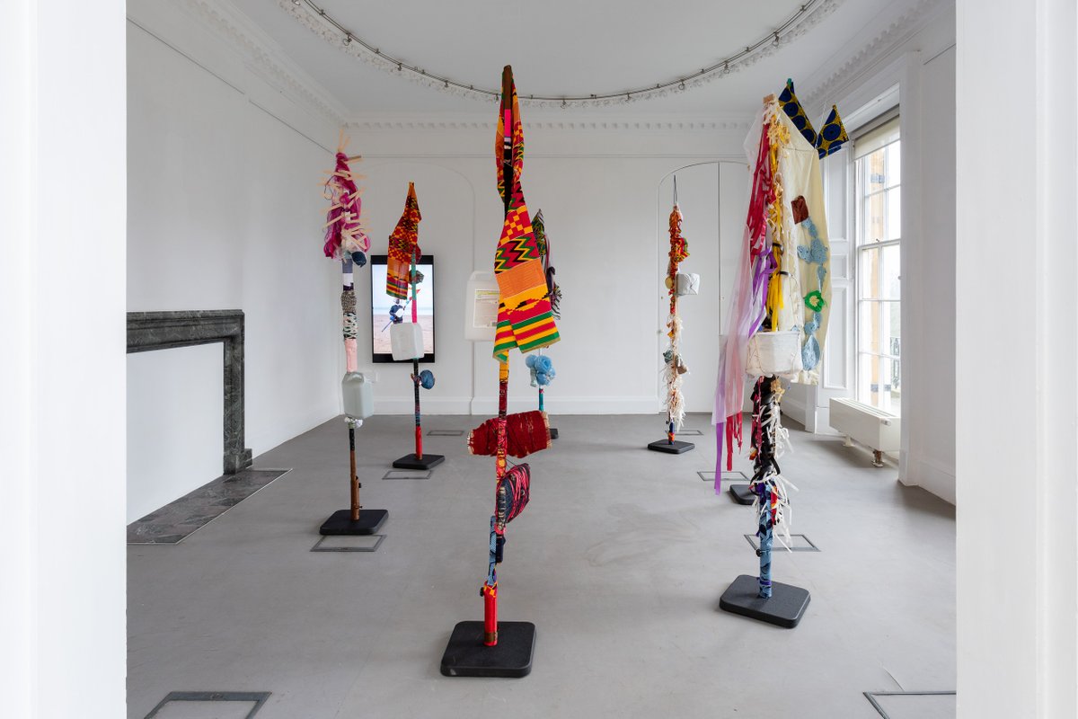 crescent_arts's tweet photo. We love hearing about your visits and what you’ve been up to, this particular story reminds us of Andrew’s use of music and sound, which is integral to his process, especially Andrew’s flags as shown here which can be played! #AndrewOmoding https://t.co/hDlfDEZYTR