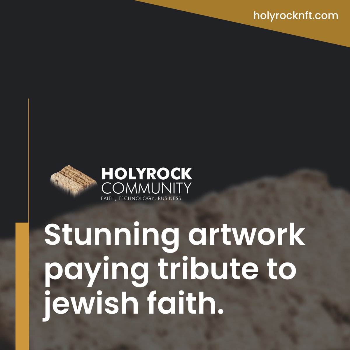 holyrocknft's tweet photo. Stunning artwork paying tribute to jewish faith.

Capturing the real essence of the western wall through tokens.

And uniting jewish people all over the globe. 

That's the mission of #HolyRock 🪨 #NFT, only available at Opensea.

#Opensea #HolyRockNFT #NFT #ArtWork #WesternWall https://t.co/BEJU2PfGQN