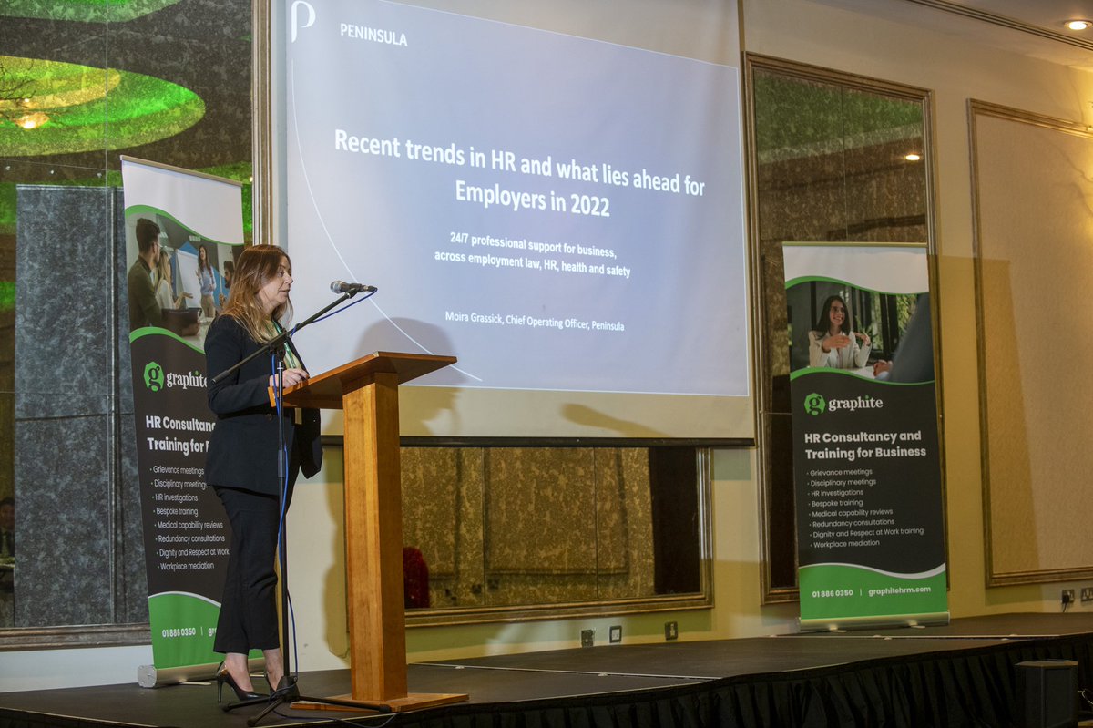 Our forth speaker today is COO of <a href="/peninsula_ie/">Peninsula Ireland</a> <a href="/GrassickMoira/">Moira Grassick</a>.

She is speaking about recent trends in #HR and what lies ahead for #employers in 2022 

#graphitehrm