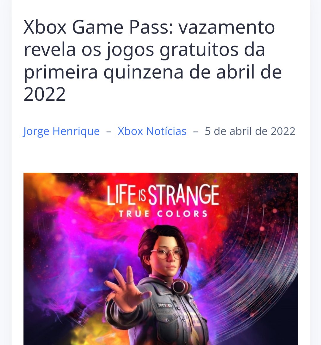 Novos jogos do Xbox Game Pass em abril: Life is Strange True