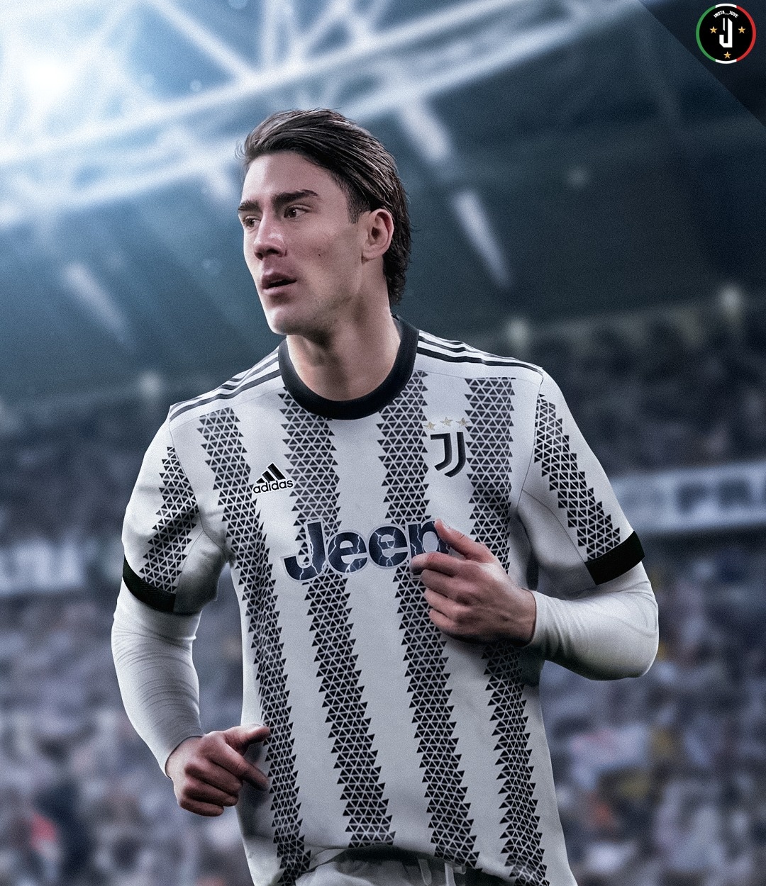 Juventus Vlahović 7 2022シーズンアウェイ Juventus 2021/2022 Away Auth Heat.Rdy Jersey Black adidas