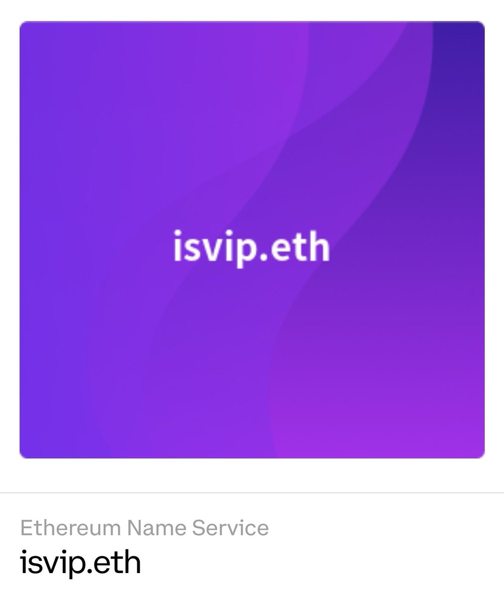 Andalucia_eth's tweet photo. I couldn't resist to mint isvip.eth. This amazing 5 letter #ENS Domain is just looking for an utility with the subdomains. Example:
Mark.isvip.eth
Lola.isvip.eth
Mydog.isvip.eth
Imagine the possibilities!
#ETH #NFT #IamVip #ensdomains https://t.co/uxMWo2nuRx
