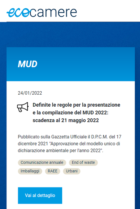 ♻ #MUD2022: la scadenza per la presentazione del Modello Unico di Dichiarazione ambientale 2022 è fissata al prossimo 21 maggio
Maggiori informazioni ➡️ bit.ly/MUD2022_CCIAAR…