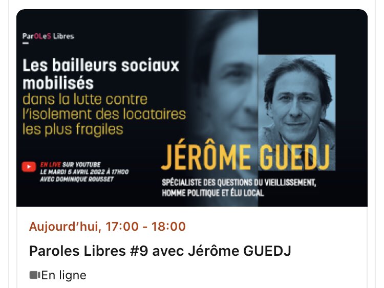 Aujourd’hui à 17h, je participe à cet entretien pour évoquer les enjeux de la révolution de la longévité, le rôle des collectivités locales, pourquoi les bailleurs sociaux sont en 1ere ligne, le devenir des Ehpad, les nouvelles formes de chez soi…
Live ⤵️
m.youtube.com/c/AfpolsParis/…