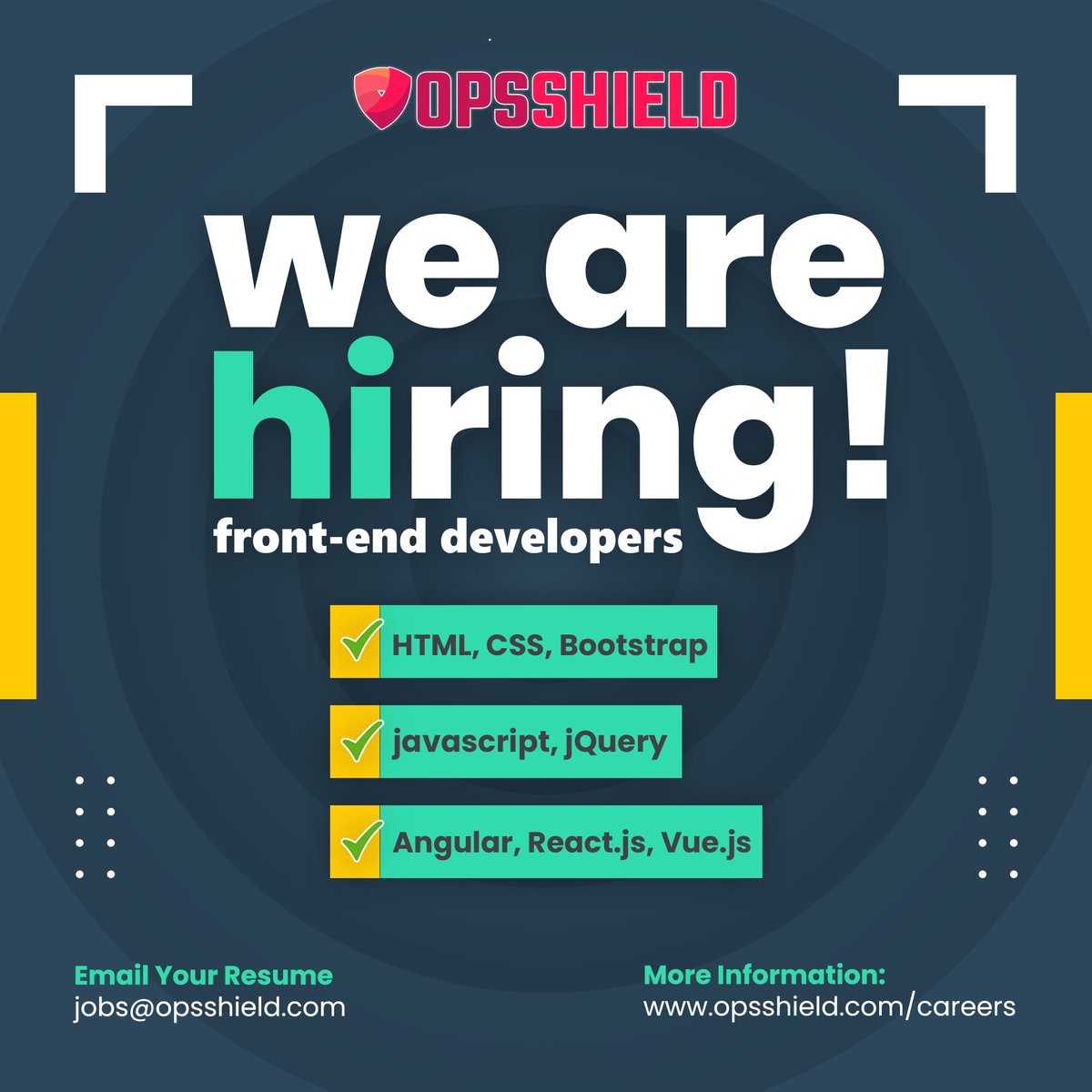 opsshieldllp's tweet photo. We are hiring experienced Front-end developers.

If you are excited about making a difference in your career and working with one of the leading startups in Kochi, we would like to hear from you.

Please check https://t.co/V6BoqovRKx for further details... https://t.co/EDgMRdsxiQ